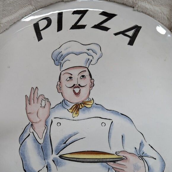 Vintage Ceramic 12" Hand Painted Pizza Pie Plate Chef Ideal Ironstone China - Picture 2 of 4